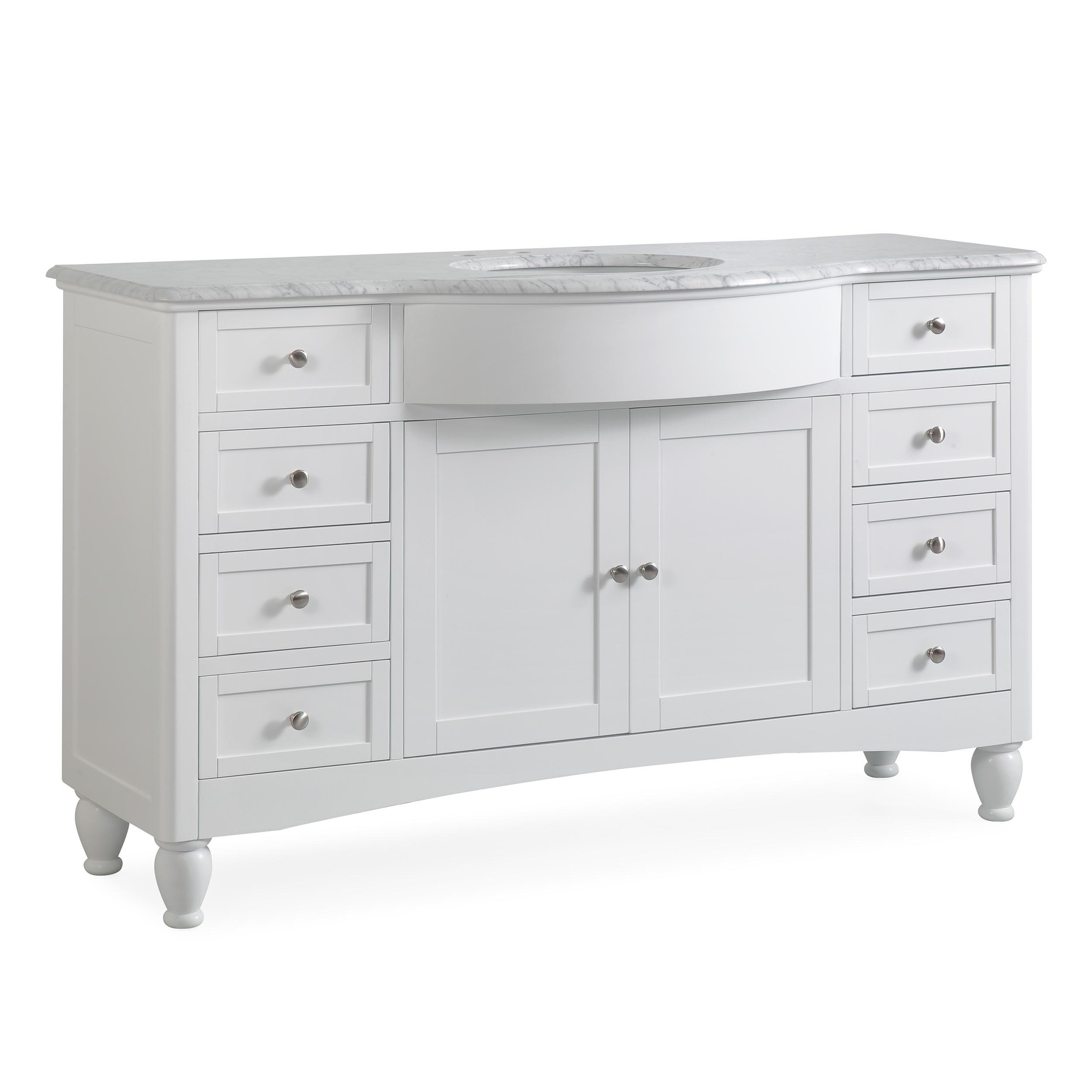 Canora Grey 58" White Curved Front Single Bathroom Sink Vanity Single ...